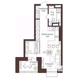 1-к квартира, вторичка, 36м2, 3/23 этаж