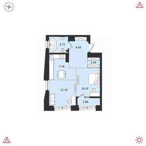 2-к квартира, вторичка, 49м2, 16/16 этаж
