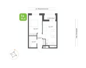 1-к квартира, вторичка, 41м2, 1/20 этаж