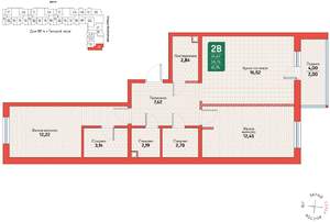 2-к квартира, вторичка, 62м2, 9/12 этаж