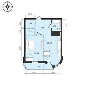 2-к квартира, строящийся дом, 58м2, 21/25 этаж