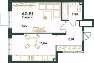 1-к квартира, вторичка, 41м2, 9/24 этаж