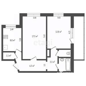 2-к квартира, вторичка, 53м2, 4/9 этаж