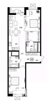 3-к квартира, строящийся дом, 77м2, 5/17 этаж