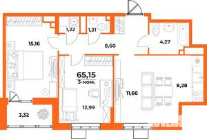 3-к квартира, вторичка, 65м2, 6/10 этаж