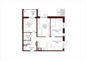 3-к квартира, вторичка, 75м2, 5/19 этаж