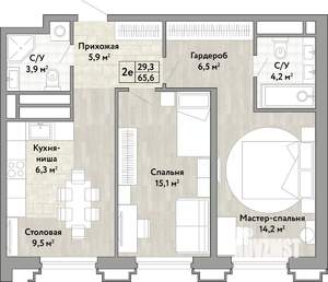 2-к квартира, вторичка, 66м2, 13/21 этаж