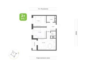 2-к квартира, вторичка, 54м2, 15/16 этаж