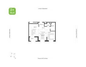 2-к квартира, вторичка, 58м2, 12/13 этаж