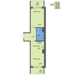 2-к квартира, строящийся дом, 48м2, 2/10 этаж