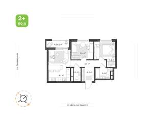 2-к квартира, вторичка, 60м2, 9/21 этаж