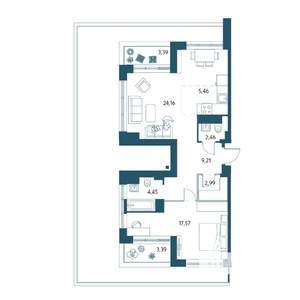 2-к квартира, вторичка, 73м2, 15/15 этаж