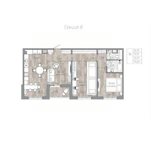 3-к квартира, строящийся дом, 73м2, 6/6 этаж