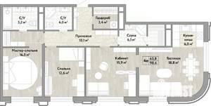 4-к квартира, вторичка, 99м2, 13/21 этаж