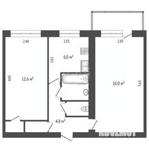 2-к квартира, вторичка, 45м2, 4/5 этаж