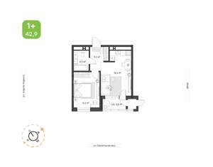 1-к квартира, вторичка, 43м2, 14/24 этаж