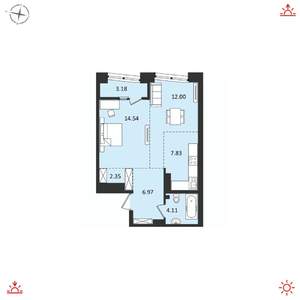 2-к квартира, вторичка, 51м2, 13/17 этаж