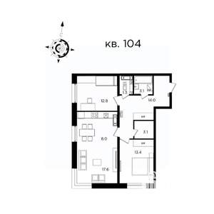 3-к квартира, вторичка, 73м2, 22/22 этаж