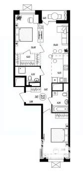 3-к квартира, строящийся дом, 71м2, 4/17 этаж