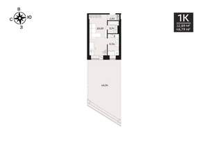 1-к квартира, вторичка, 47м2, 3/8 этаж