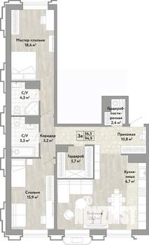 3-к квартира, вторичка, 95м2, 9/21 этаж