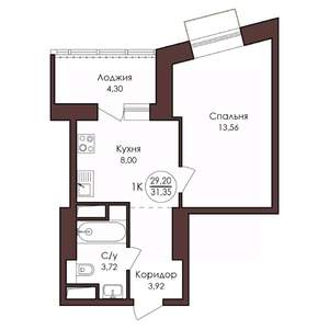 1-к квартира, вторичка, 31м2, 5/23 этаж