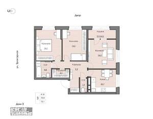 3-к квартира, вторичка, 73м2, 4/20 этаж