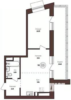 1-к квартира, вторичка, 46м2, 2/23 этаж