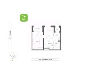 1-к квартира, вторичка, 44м2, 1/9 этаж