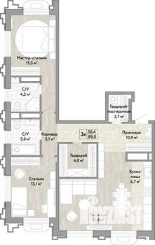 3-к квартира, вторичка, 89м2, 19/21 этаж
