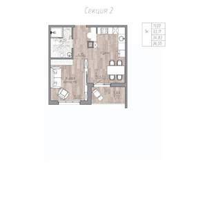 1-к квартира, строящийся дом, 35м2, 3/4 этаж