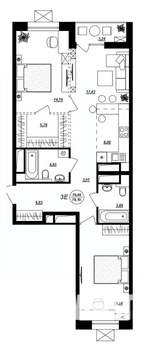 3-к квартира, строящийся дом, 78м2, 10/17 этаж