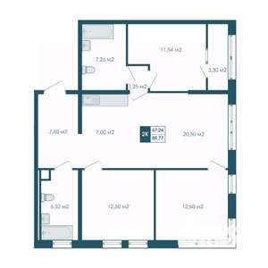 4-к квартира, строящийся дом, 90м2, 3/15 этаж