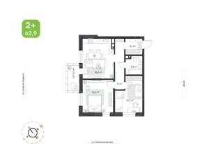 2-к квартира, вторичка, 63м2, 9/24 этаж