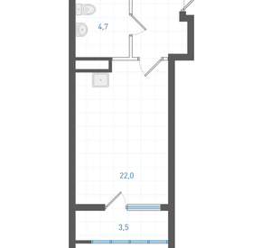 Студия квартира, вторичка, 28м2, 11/25 этаж