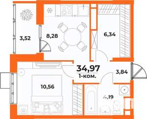 1-к квартира, вторичка, 35м2, 7/10 этаж
