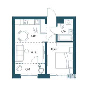 1-к квартира, вторичка, 37м2, 13/25 этаж
