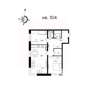 3-к квартира, вторичка, 73м2, 22/22 этаж