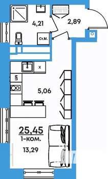 Студия квартира, вторичка, 25м2, 7/17 этаж