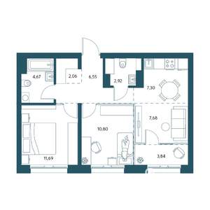 2-к квартира, вторичка, 56м2, 5/25 этаж
