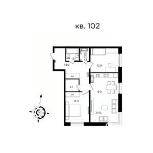 3-к квартира, вторичка, 73м2, 22/22 этаж