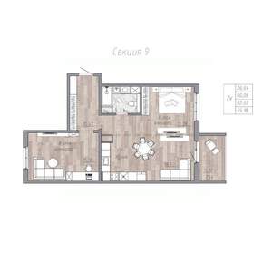 2-к квартира, строящийся дом, 63м2, 5/6 этаж