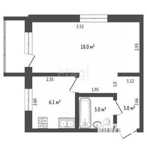 1-к квартира, вторичка, 31м2, 5/5 этаж