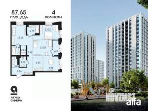 4-к квартира, вторичка, 88м2, 16/19 этаж