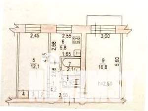 2-к квартира, вторичка, 45м2, 3/5 этаж