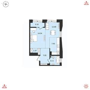 2-к квартира, вторичка, 51м2, 4/17 этаж
