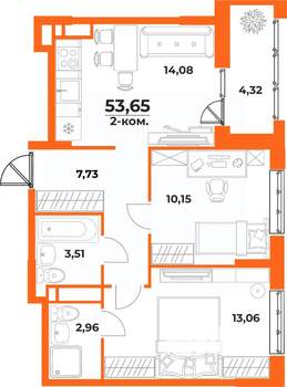 2-к квартира, вторичка, 54м2, 1/10 этаж