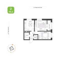 2-к квартира, вторичка, 49м2, 14/16 этаж