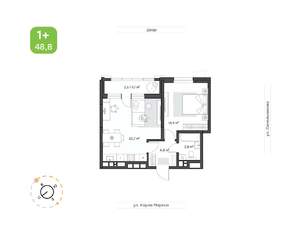 1-к квартира, вторичка, 49м2, 2/24 этаж