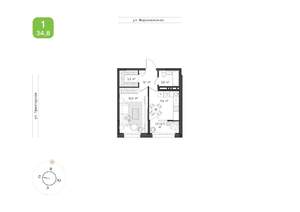 1-к квартира, вторичка, 35м2, 18/20 этаж